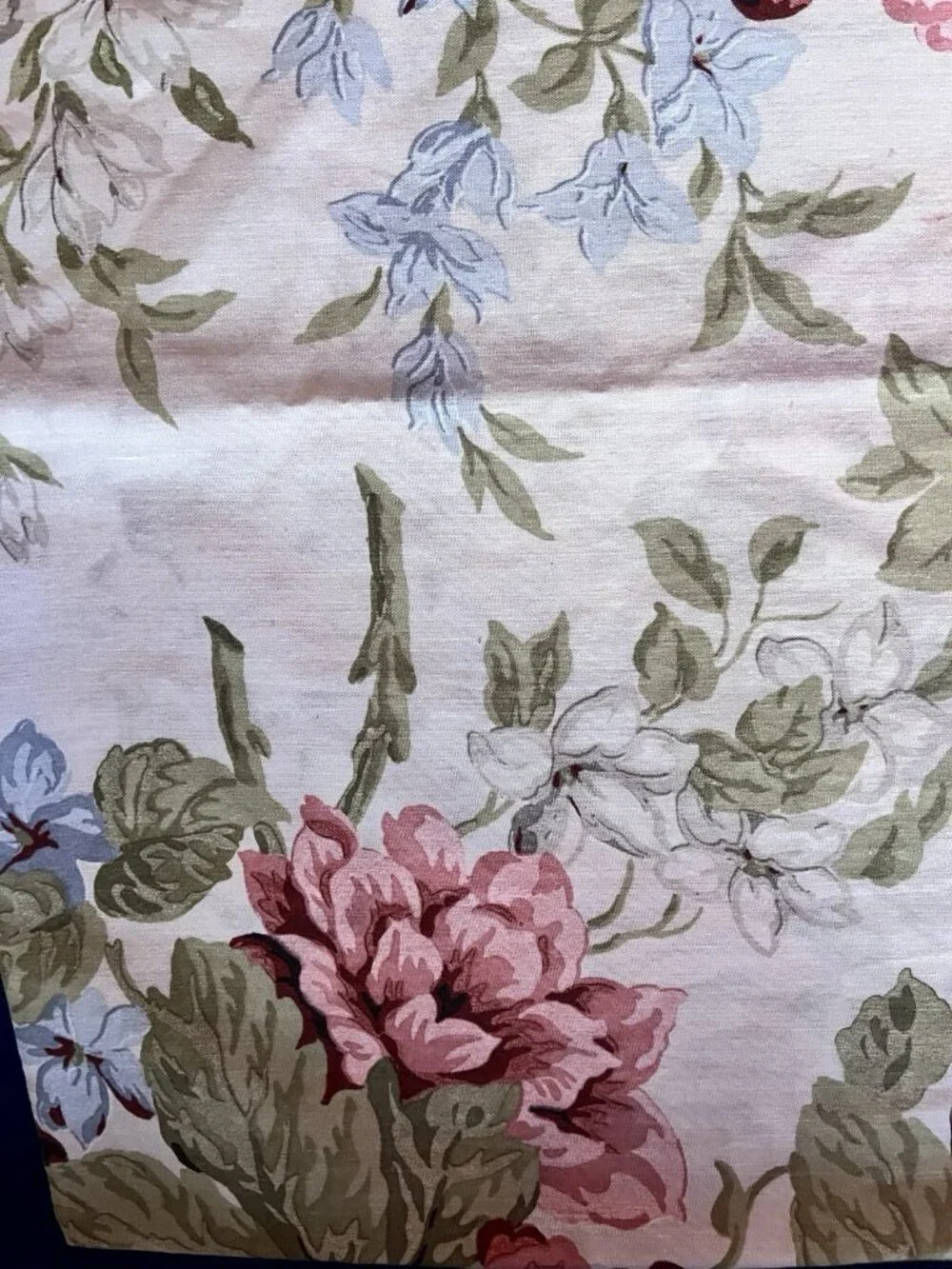 CABBAGE ROSE Pillowcase Standard Vintage Made In USA Pink Green Cottage Garden